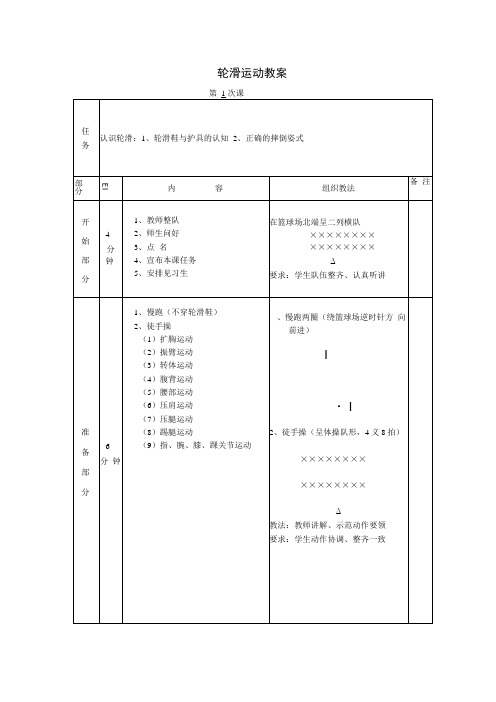 轮滑初级课时教案