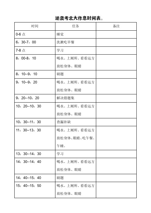 逆袭考北大作息时间表。