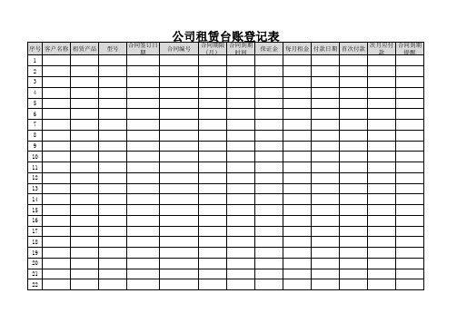 公司租赁台账登记表(Excel标准版)