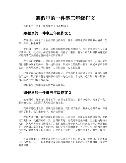 寒假里的一件事三年级作文