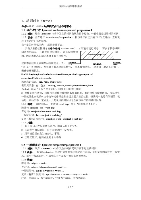 英语动词的时态讲解