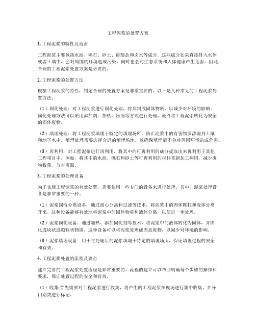 工程泥浆的处置方案