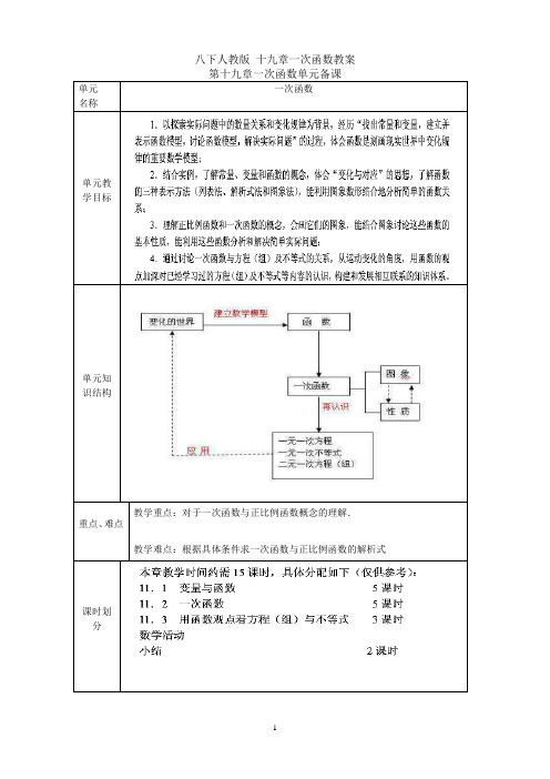 八年级下第19章一次函数全章教案_新人教版