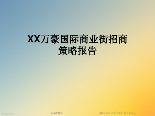 XX万豪国际商业街招商策略报告