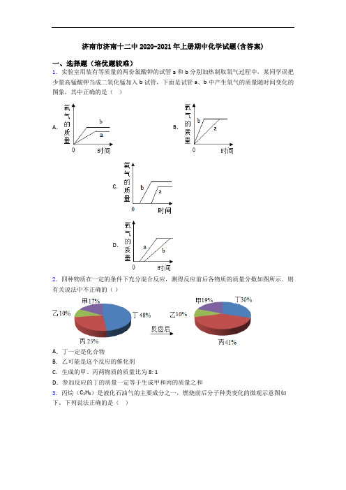 济南市济南十二中2020-2021年上册期中初三化学试题(含答案)