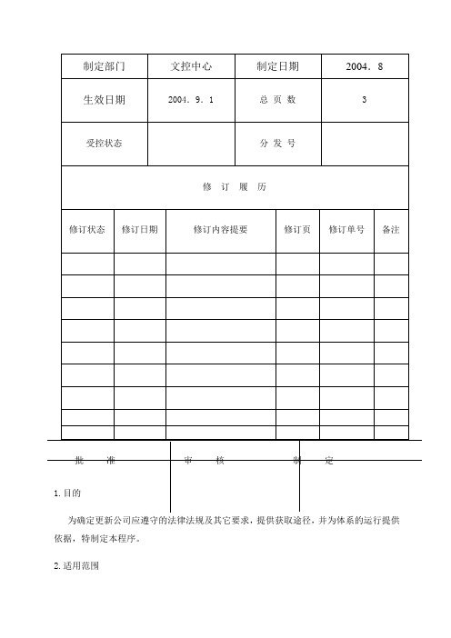 环境法律法规管理程序