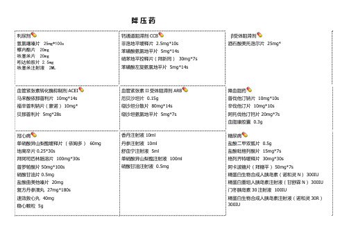 降 压 药