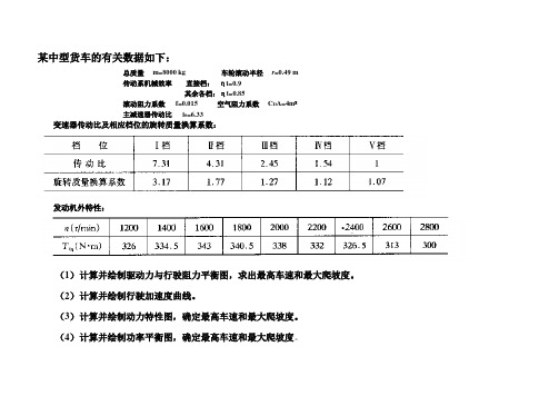 汽车运用工程经典例题