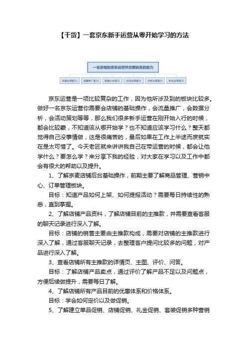 【干货】一套京东新手运营从零开始学习的方法