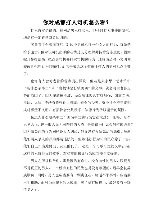 你对成都打人司机怎么看(杂文)
