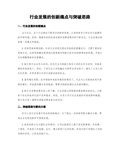 行业发展的创新痛点与突破思路