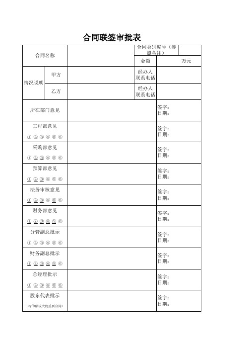 合同联签审批表