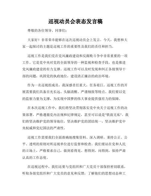 巡视动员会表态发言稿