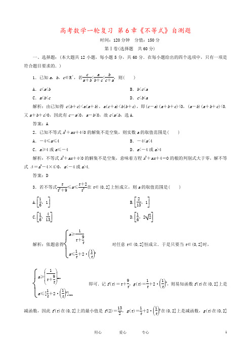 高考数学一轮复习 第6章《不等式》自测题