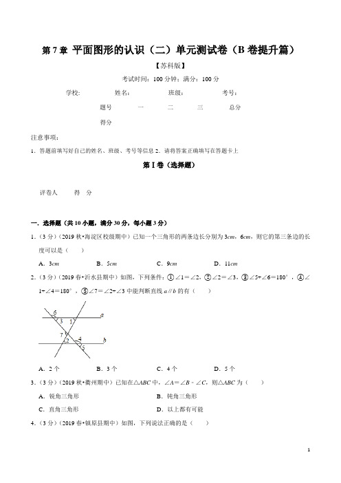 第7章平面图形的认识(二)单元测试卷(B卷提升篇)(苏科版)