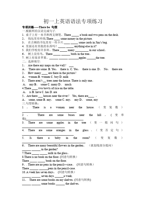 人教版七年级下英语-语法专项练习(无答案)