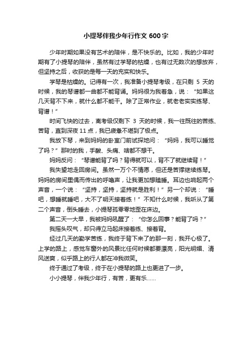 小提琴伴我少年行作文600字