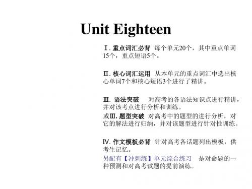 2018届新课标英语艺考生文化课冲刺课件：Unit 18 (共26张PPT)