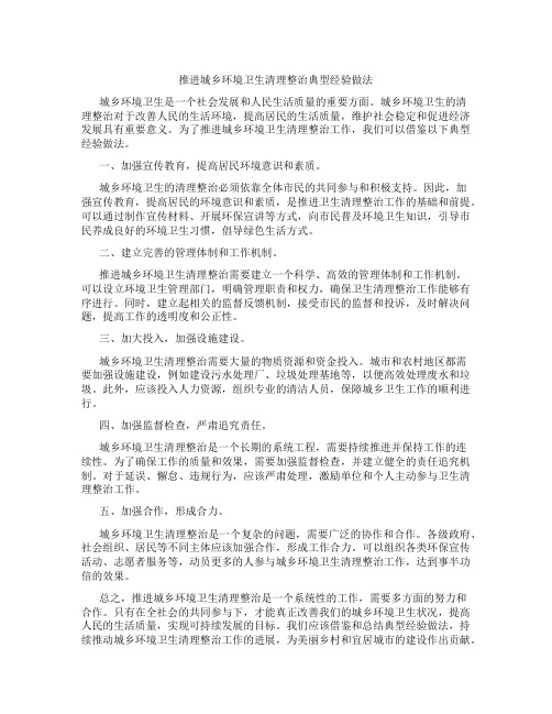 推进城乡环境卫生清理整治典型经验做法