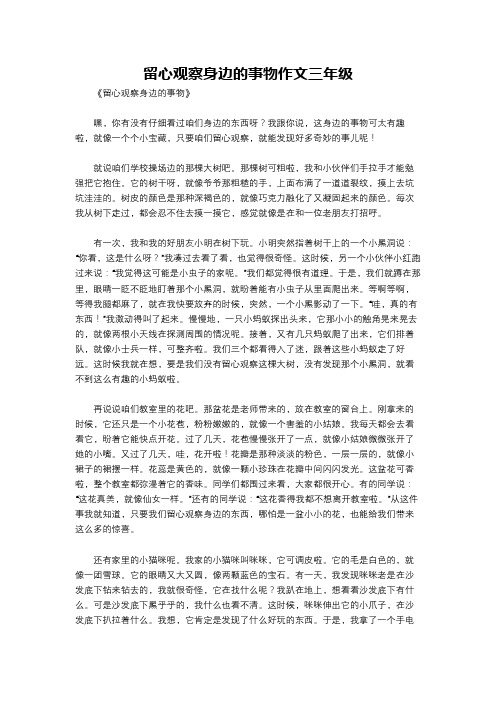 留心观察身边的事物作文三年级