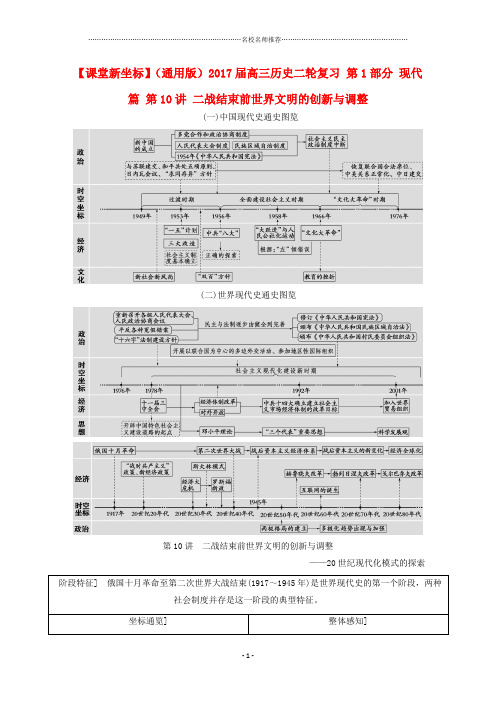 课堂新坐标通用版高三历史二轮复习第1部分现代篇第10讲二战结束前世界文明的创新与调整精编版