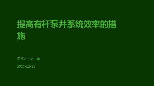 提高有杆泵井系统效率的措施