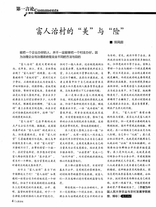 富人治村的“美”与“险”