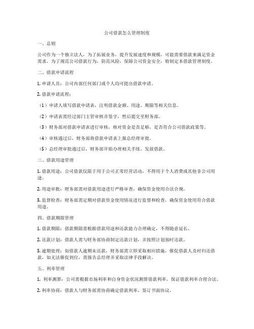 公司借款怎么管理制度