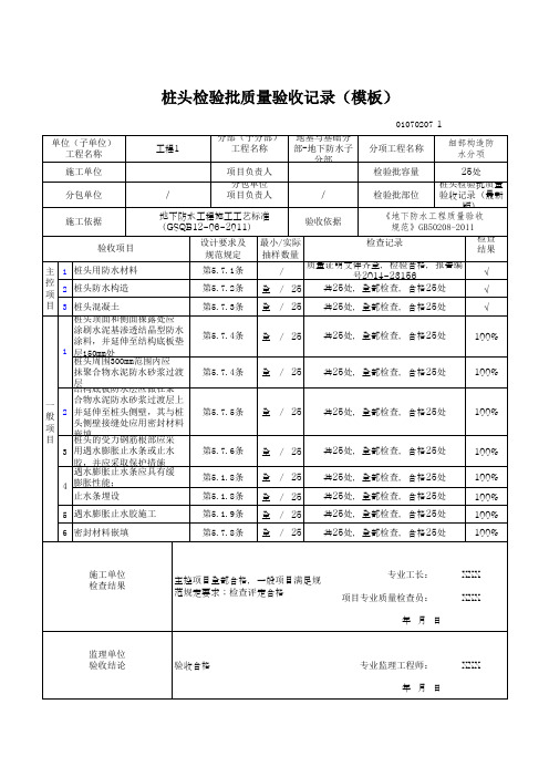 桩头检验批质量验收记录(模板)