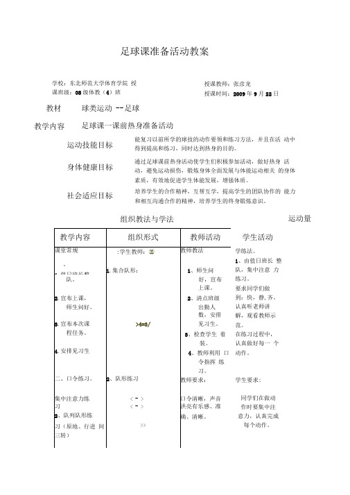 足球课—课前热身准备活动