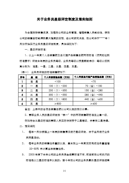 业务员星级评定制度及落实细则