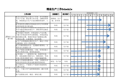 精益生产工作计划表