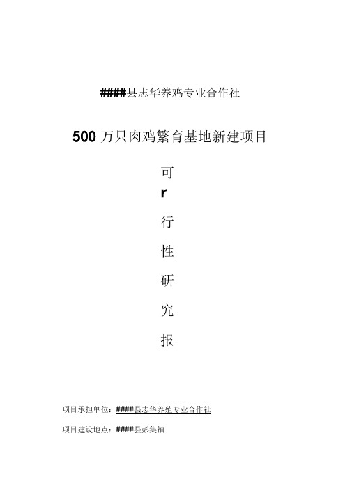 养鸡专业合作社500万只肉鸡繁育基地新建项目可行性研究报告