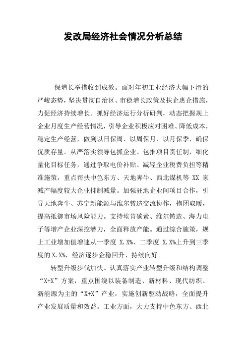 发改局经济社会情况分析总结