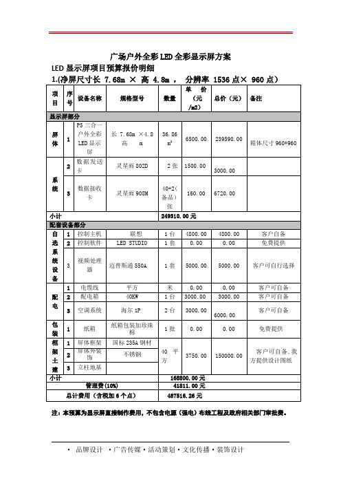 广场户外全彩LED全彩显示屏方案