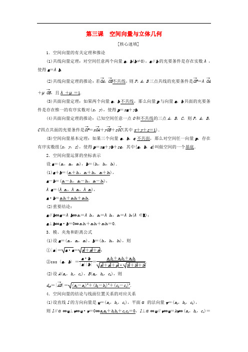 高中数学 第三章 空间向量与立体几何阶段复习课学案 新人教A版选修21