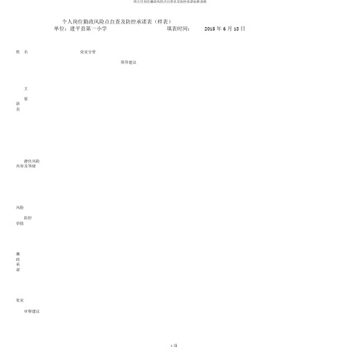 班主任岗位廉政风险点自查以及防控承诺标准表格