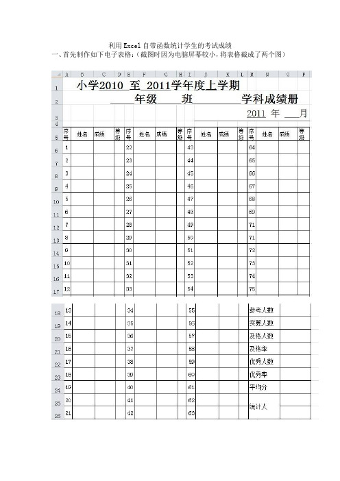 利用Excel自带函数统计学生的考试成绩