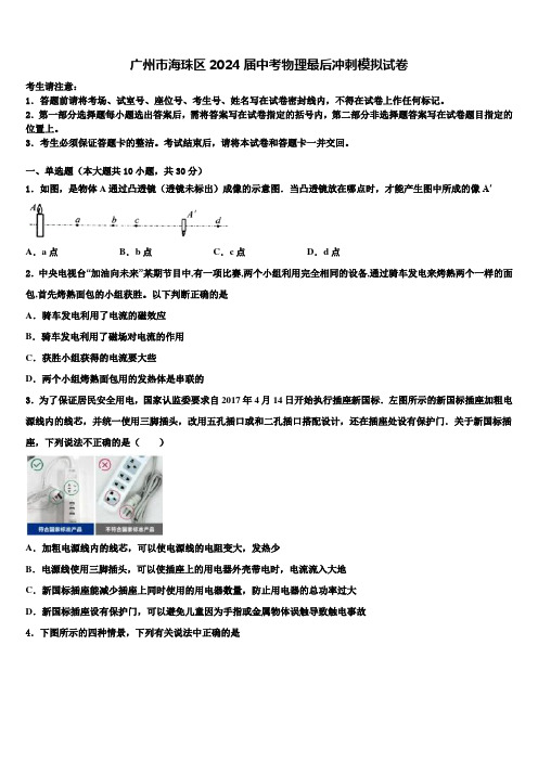 广州市海珠区2024届中考物理最后冲刺模拟试卷含解析