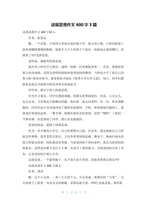 这就是我作文600字3篇