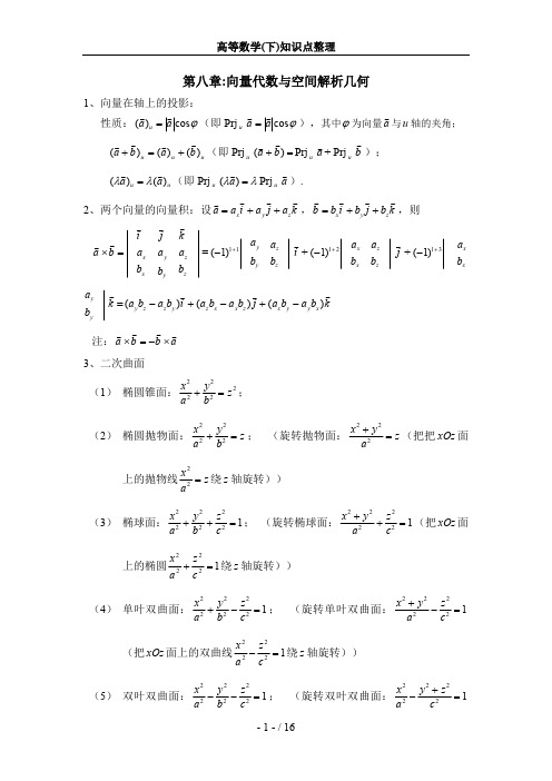 同济版高等数学_下_知识点整理