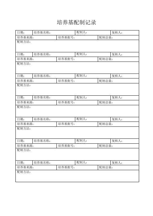培养基配制记录