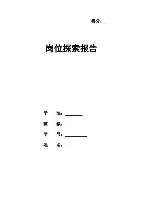 岗位探索报告