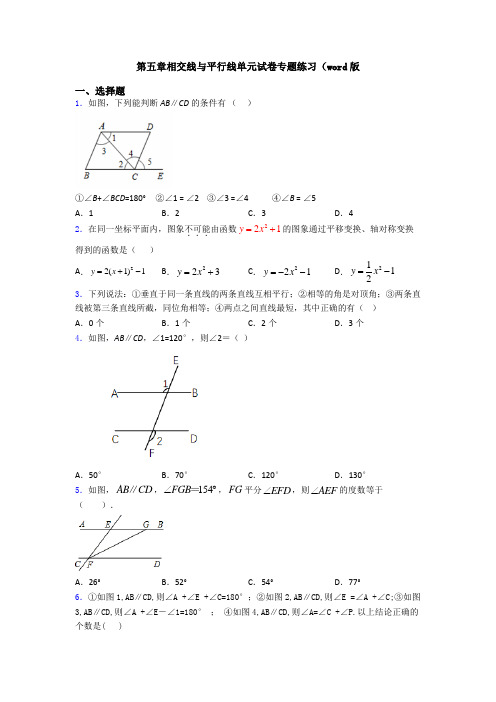 第五章相交线与平行线单元试卷专题练习(word版