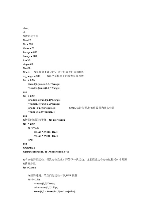 WSN定位蒙特卡洛方法MCL的MATLAB实现源码