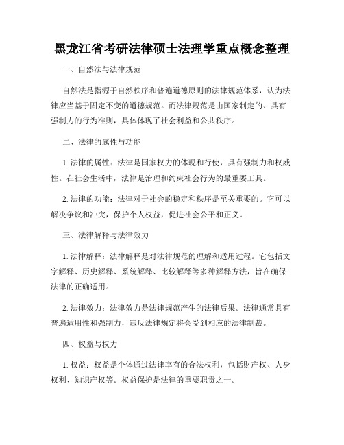 黑龙江省考研法律硕士法理学重点概念整理