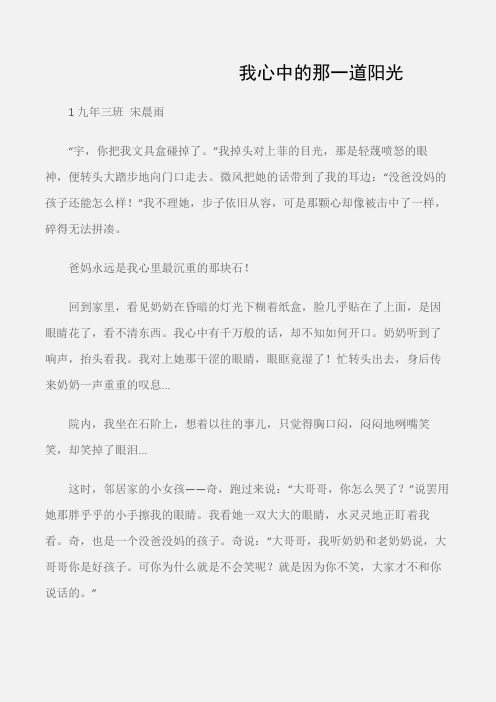 (初中三年级作文)九年级第一次模拟考试作文3篇：我心中的那一道阳光