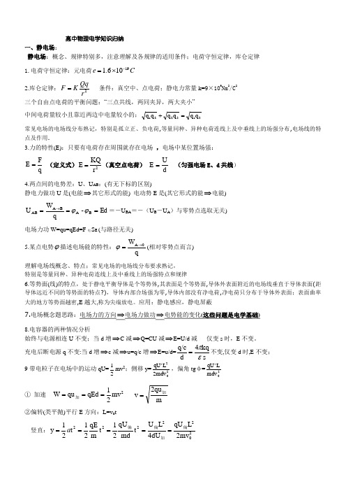 高中物理电学知识归纳