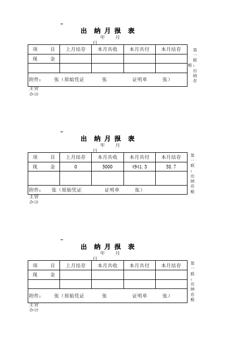 出纳月报表模板