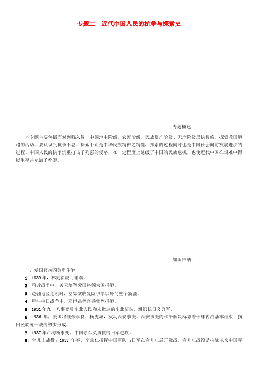 【精选】河北专版中考历史总复习第二编知识专题速查专题2近代中国人民的抗争与探索史检测